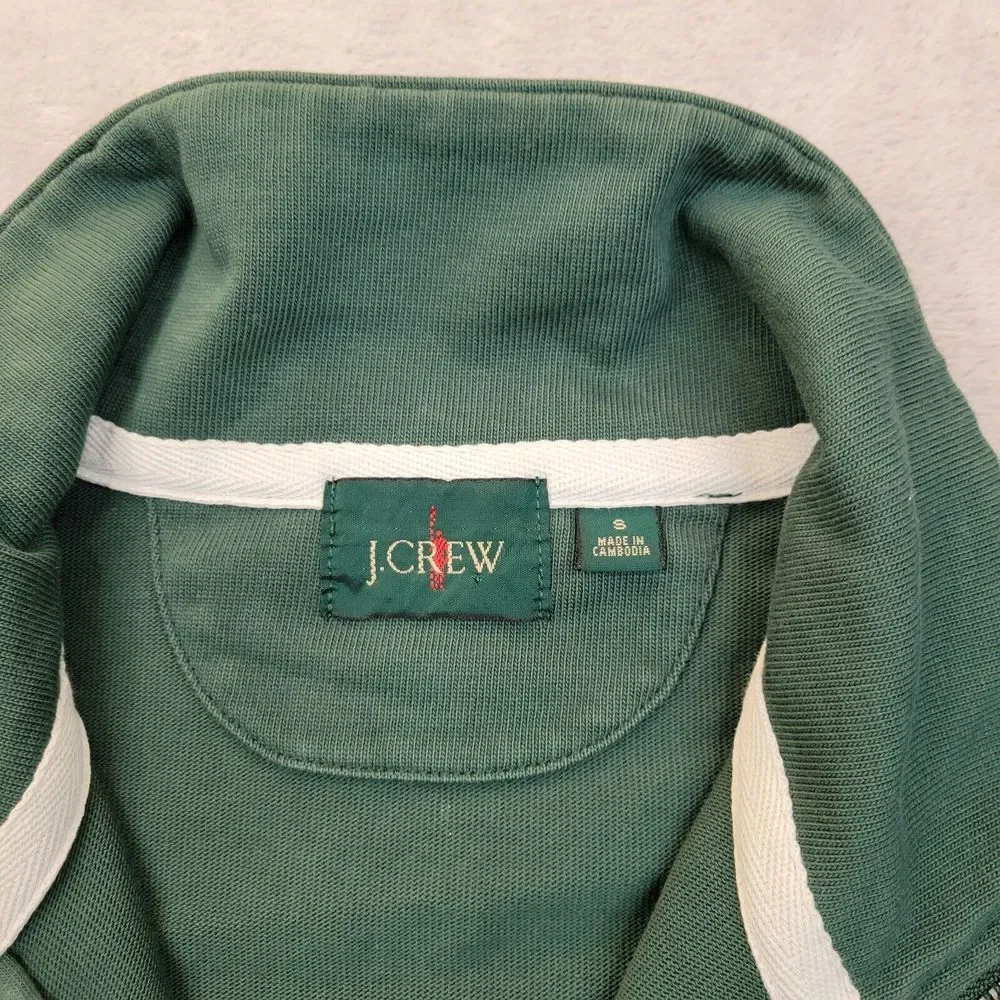 J Crew Sweater Men Small Green Oarsman Sweatshirt 1/4 Zip Cotton Reimagine Adult